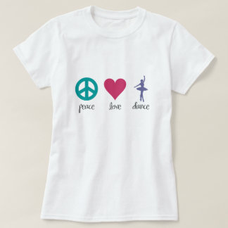 Camiseta de paz, amor y danza