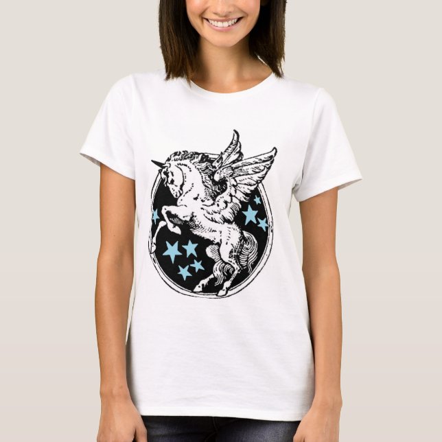 Camiseta de Pegaso del unicornio del vuelo (Anverso)