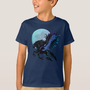 Camiseta de Pegaso negro y de la luna azul