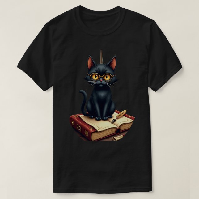 Camiseta de Pegatina de Gato Erudito de Academia O (Diseño del anverso)