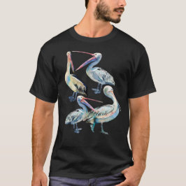 Camiseta de pelícanos acuarela tropical