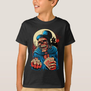 Camiseta de película de terror de esqueleto Poker