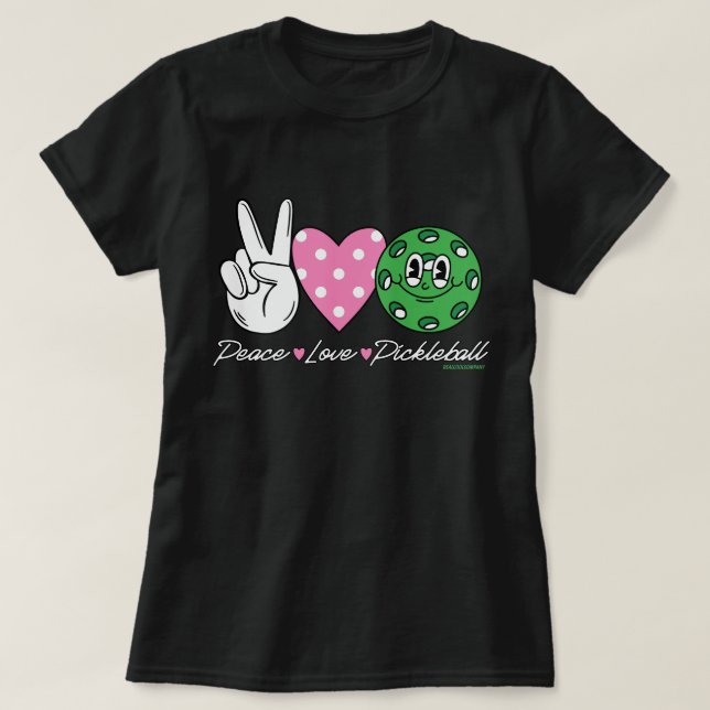 Camiseta de pelota para mujeres Paz Amor Picklebal (Diseño del anverso)