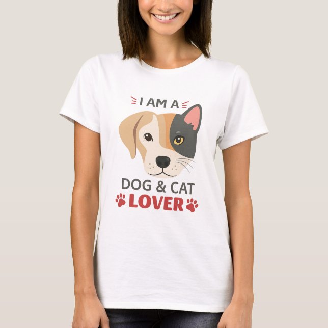 Camiseta de peluche de perro y gato para mujeres d (Anverso)