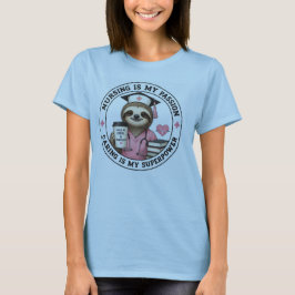 Camiseta de perezoso apasionada de la enfermería |