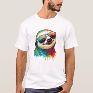 Camiseta de perezoso colorido para hombre amante d