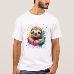 Camiseta de perezoso de acuarela colorida para hom