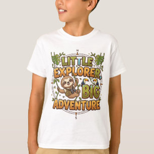Camiseta De Perezoso Lindo Pequeño Explorador Gran