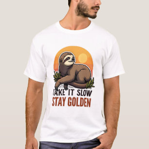 Camiseta de perezoso vintage días lentos fuertes v
