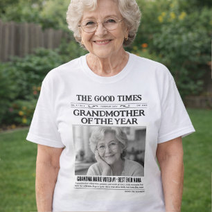 Camiseta de periódico personalizada, abuela del añ