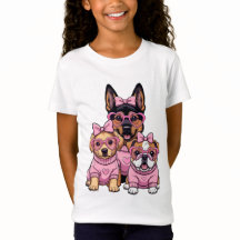 Camiseta de perritos kawaii rosados para niñas