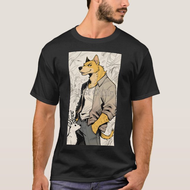Camiseta de perro antropomórfico "solo chillin" (Anverso)
