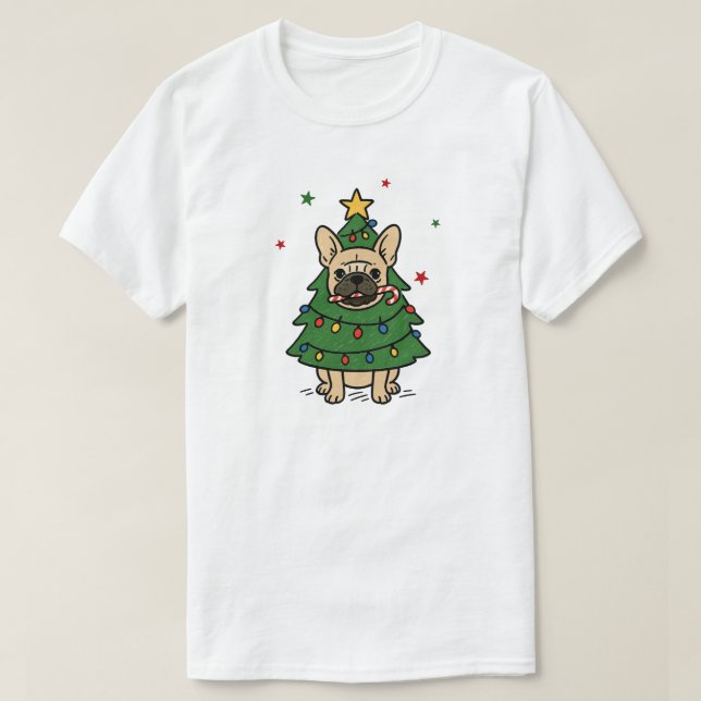 Camiseta de perro bulldog francés de Navidad (Diseño del anverso)