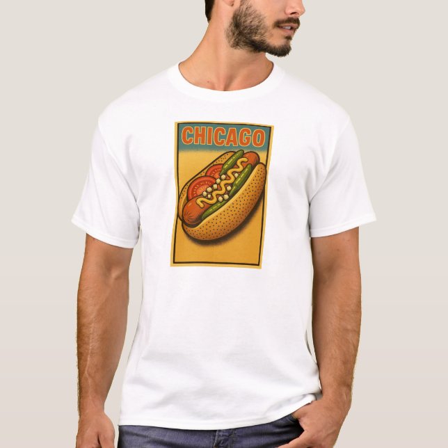 Camiseta de perro caliente Chicago Retro (Anverso)