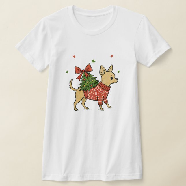 camiseta de perro chihuahua de navidad (Distribución)