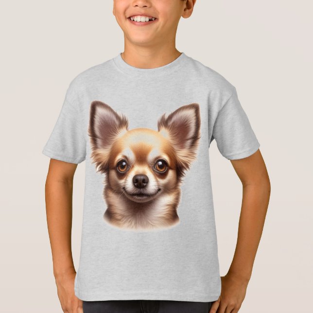 Camiseta de perro chihuahua de pelo largo (Anverso)