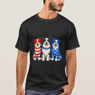 Camiseta de perro collie fronterizo patriota cacho