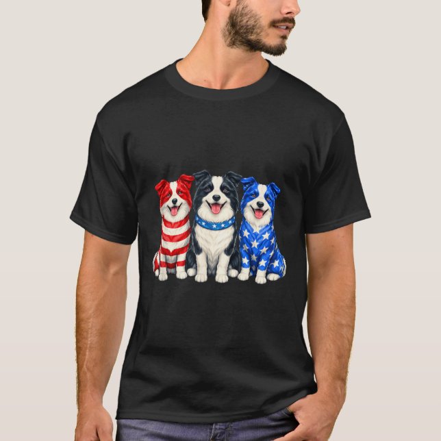 Camiseta de perro collie fronterizo patriota cacho (Anverso)