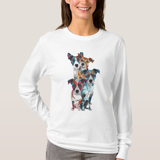 Camiseta de perro de arte popular colorida (Anverso)