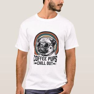 Camiseta de perro de café Retro Chill Pug Gráfico_