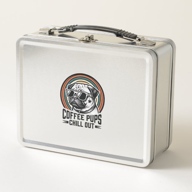 Camiseta de perro de café Retro Chill Pug Gráfico_ (Anverso)