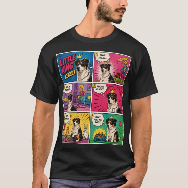 Camiseta de perro de cómic Little King Big Peace (Anverso)