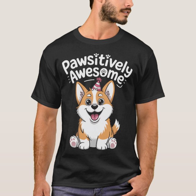 Camiseta de perro de cumpleaños Corgi Pawsitivamen (Anverso)