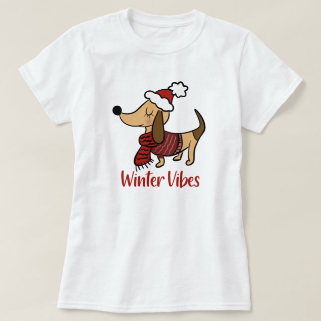 Camiseta de perro de invierno Dachshund (Diseño del anverso)