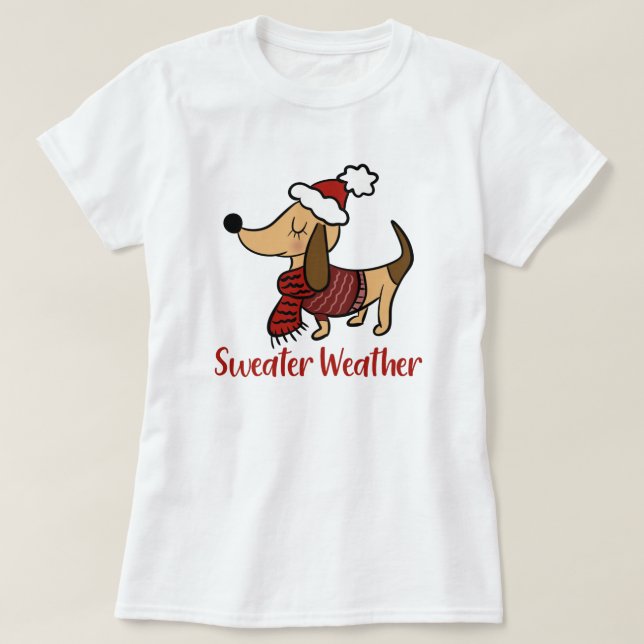 Camiseta de perro de invierno de Dachshund (Diseño del anverso)