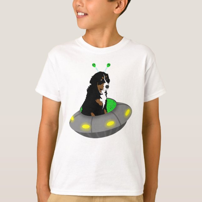Camiseta de perro de montaña Alien UFO Bernese (Anverso)