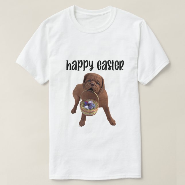 Camiseta de perro de Pascua feliz personalizado (Diseño del anverso)