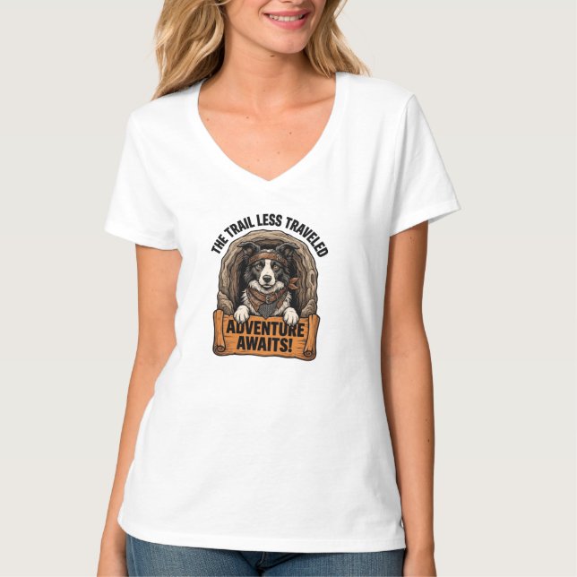Camiseta de perro de sendero de aventuras espera (Anverso)