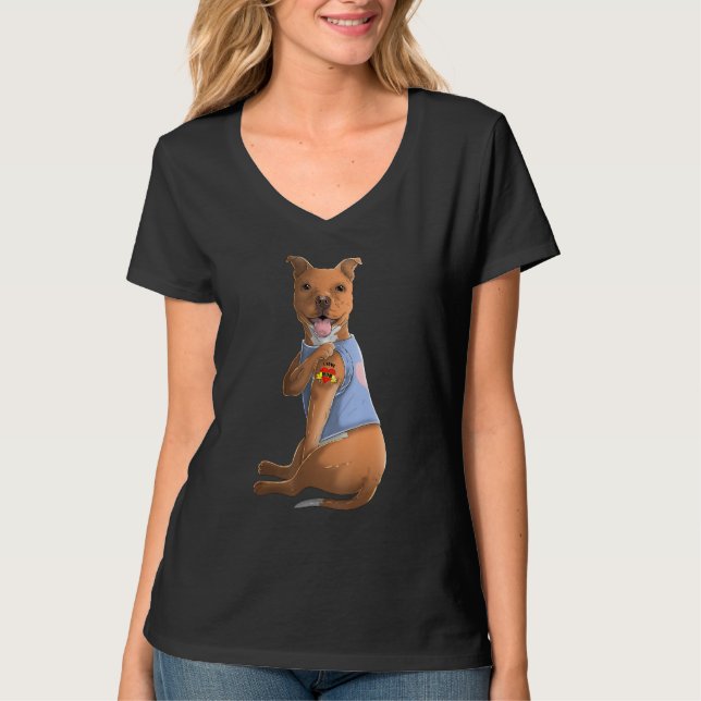 Camiseta de perro divertida para madres con pitbul (Anverso)