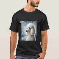 Camiseta de perro elegante caniche blanco en nieve