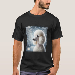 Camiseta de perro elegante caniche blanco en nieve