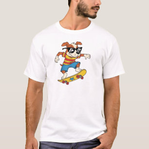 Camiseta de Perro en Monopatín - Dibujo Animado Re