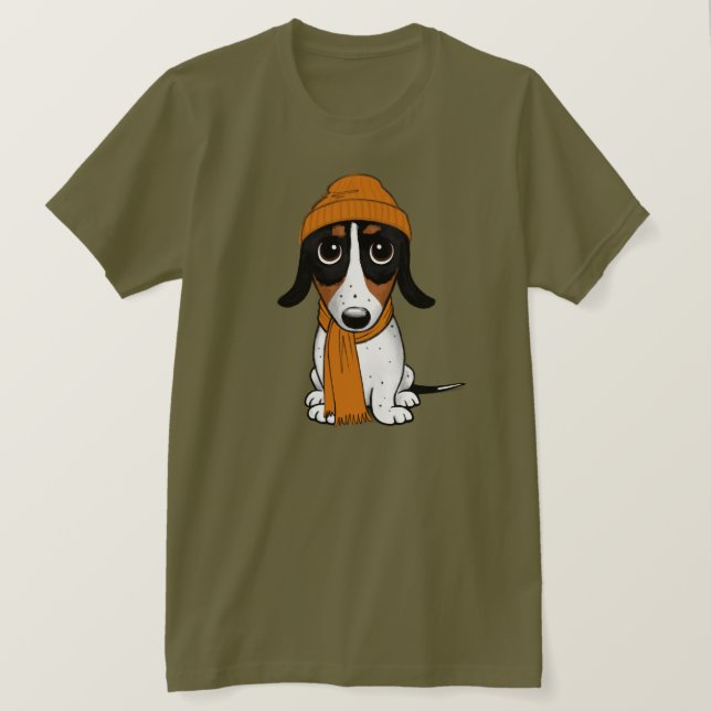 Camiseta de perro hipster de Piebald Dachshund (Anverso del diseño)