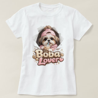 Camiseta de perro Kawaii Shih Tzu amante de Boba