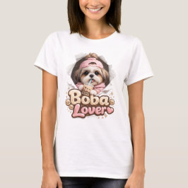 Camiseta de perro Kawaii Shih Tzu amante de Boba