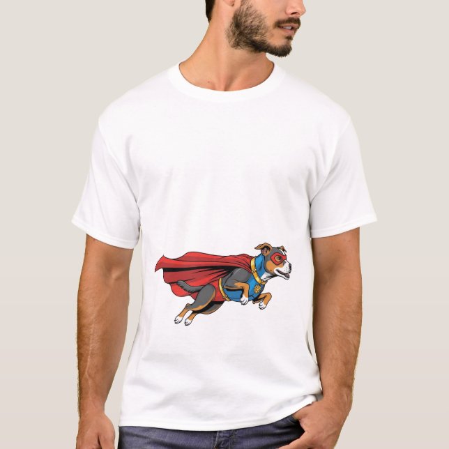 Camiseta de perro lindo con disfraz de héroe (Anverso)
