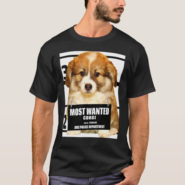 Camiseta de perro lindo Corgi Más Buscado C (Anverso)