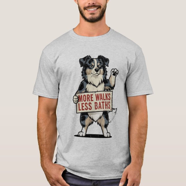Camiseta de perro Más Paseos Menos Baños (Anverso)