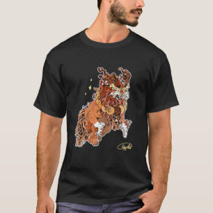 Camiseta de perro negro con firma de artista 