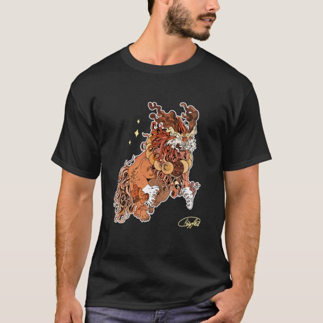 Camiseta de perro negro con firma de artista  (Anverso)