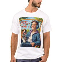 Camiseta de perro papá - Sólo escucho a mi perro