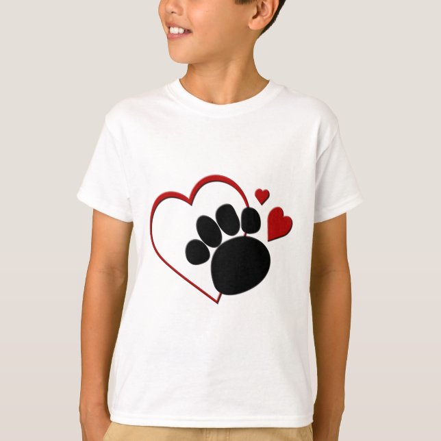 Camiseta de Perro Paw Hearts I Love Dog Kids (Anverso)