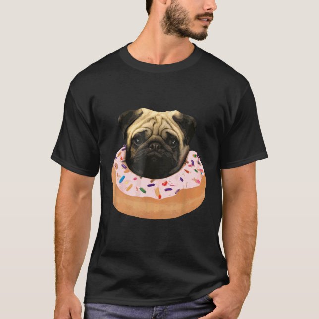 Camiseta De Perro Pug De Donut Lindo Postre Dulce  (Anverso)