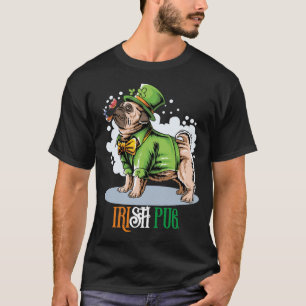 Camiseta de perro pug irlandés del día de San Patr