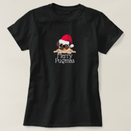 Camiseta de perro pug Merry Pugmas