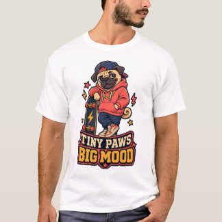 Camiseta de perro pug skater genial Tiny Paws Big
